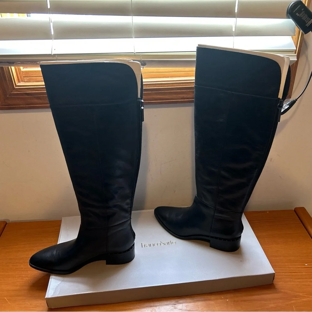 NEW IN BOX Franco Sarto Daya Tall Black Leather Boots SZ 8 1/2 - Picture 5 of 15